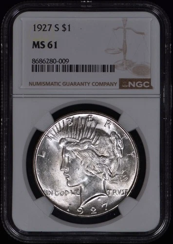 1927-S Peace Silver Dollar $1 NGC MS61 - White & Lustrous!