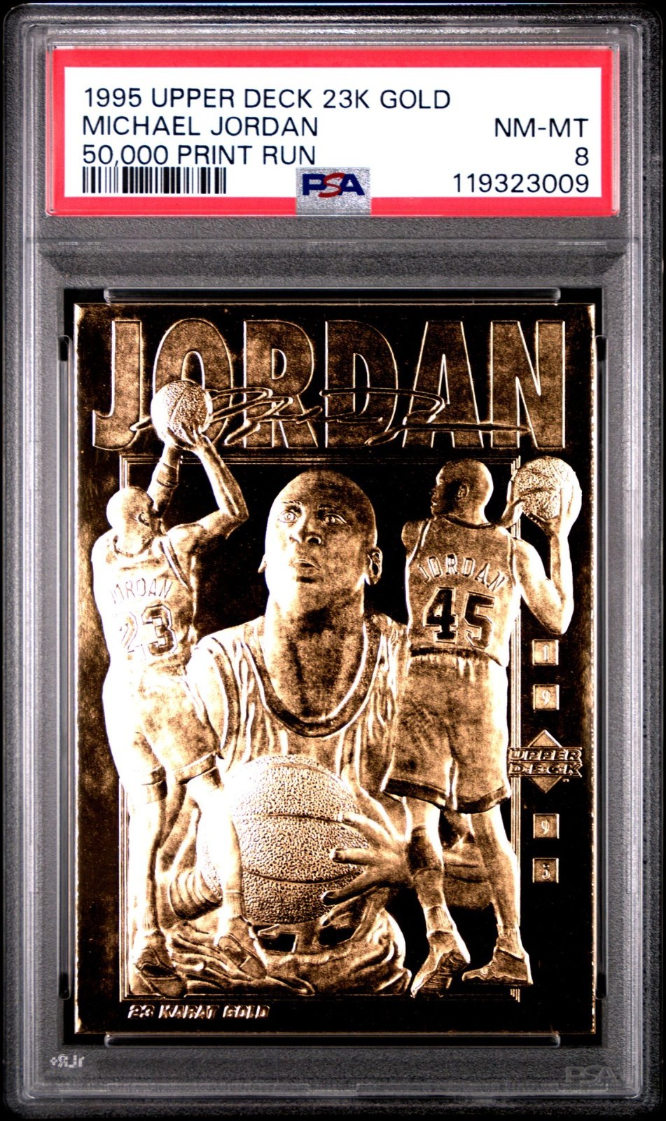 1995 UPPER DECK 23K GOLD MICHAEL JORDAN 50,000 PRINT RUN PSA 8 NM-MT view 15