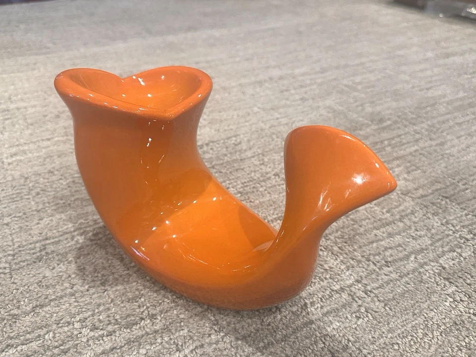 VOHANN OF CALIFORNIA MCM 1970S LARANJA CERÂMICA BALEIA SABONETEIRA TOALHA SUPORTE EXCELENTE ESTADO USADO - Imagem 3 de 4