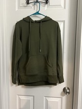 Olive Green Women's Pullover Hoodie Knit Long Sleeve Hooded with Pocket