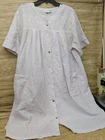 Miss Elaine Woman 2X Pink Embroidery Robe Button Up Dress Pockets