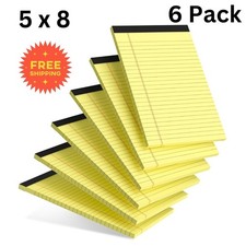 Legal Pads 5" X 8", 6 Pack Yellow Note Pads, College Ruled Yellow Lined Paper