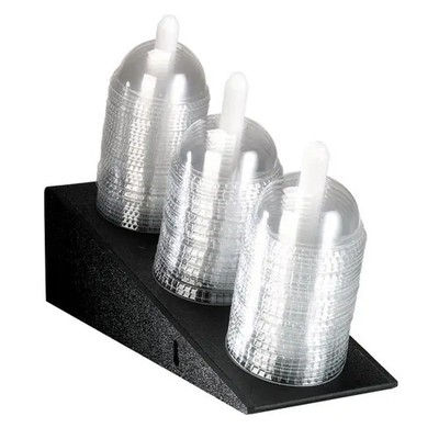 Dispense-Rite ADL-3 Black Countertop 5.5''x14.5'' Three Section Dome Lid Organizer