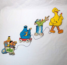 Vtg 1980s Sesame Street Muppets Big Bird Oscar Bert Ernie Parade Wall Hanging