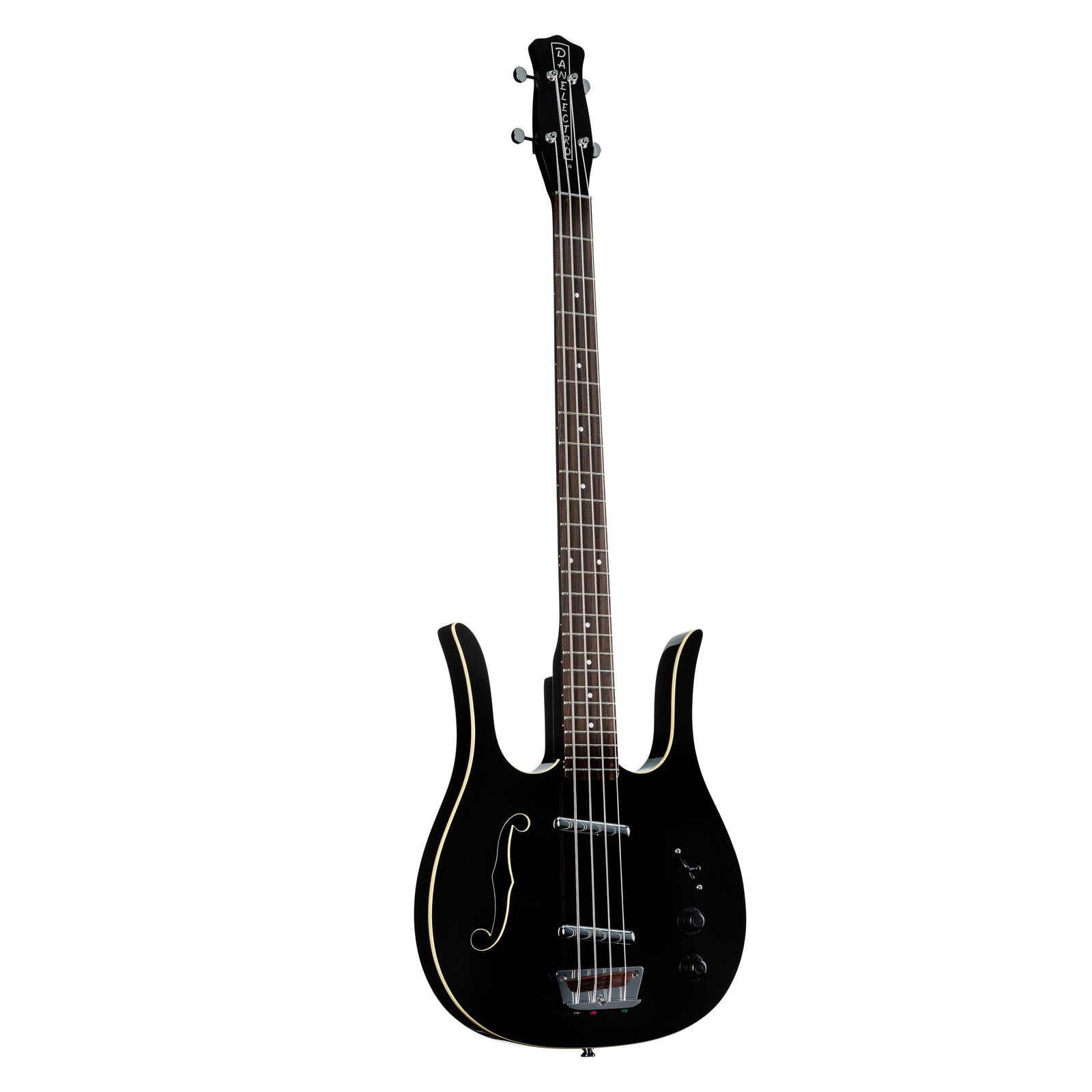 Danelectro 58 Longhorn Bass F-Hole Hot Black - Rechtshnder Halbakustik-Bass 131890₽