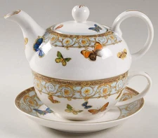 Grace's Teaware Blue Butterfly Individual Teapot & Lid w/Cup & Saucer 10584187