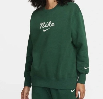 Nike Sportswear Sweatshirt Womens Small Green Oversized Crew Center Swoosh Logo