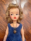 Vintage Ideal TAMMY Doll - Dark Curly Blonde with Blue Dress "Cutie Coed" -1960s