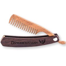 Beard Comb Gifts for Him Wooden Comb for Men Folding Pocket for Moustache Hai...