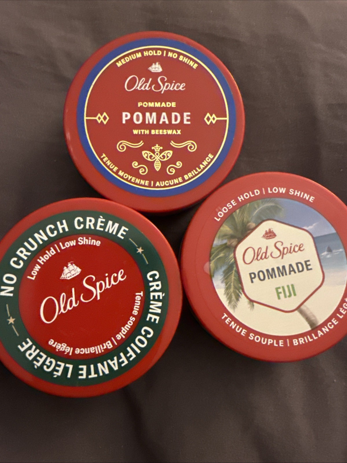 THREE Old Spice Fiji Wax Hair Pommade No Crunch Creme Medium Hold Beeswax