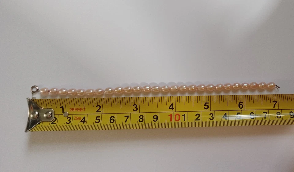 Sterling Silver 925 Pearl Bracelet Freshwater Pearls Pink Champagne Authentic - Image 3 of 4