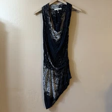 Halston Heritage Mini Dress Women’s Size 6 Y2K Halter Draped Asymmetrical Club