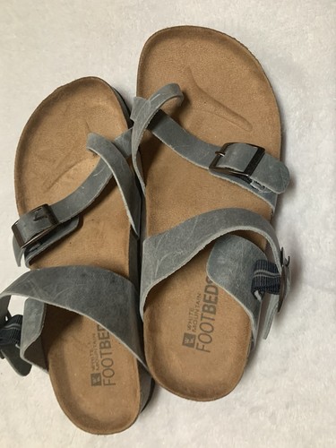 White Mountain Footbed Gracie Sandals Leather Slip On Blue Size 8 - Picture 2 of 14