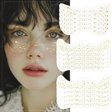 15 Pcs Gold Glitter Freckles Face Tattoo, Waterproof Gold Freckle Tattoo Fr...