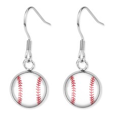 Baseball Earrings for Women, Stylish Dangle Medium, white, red