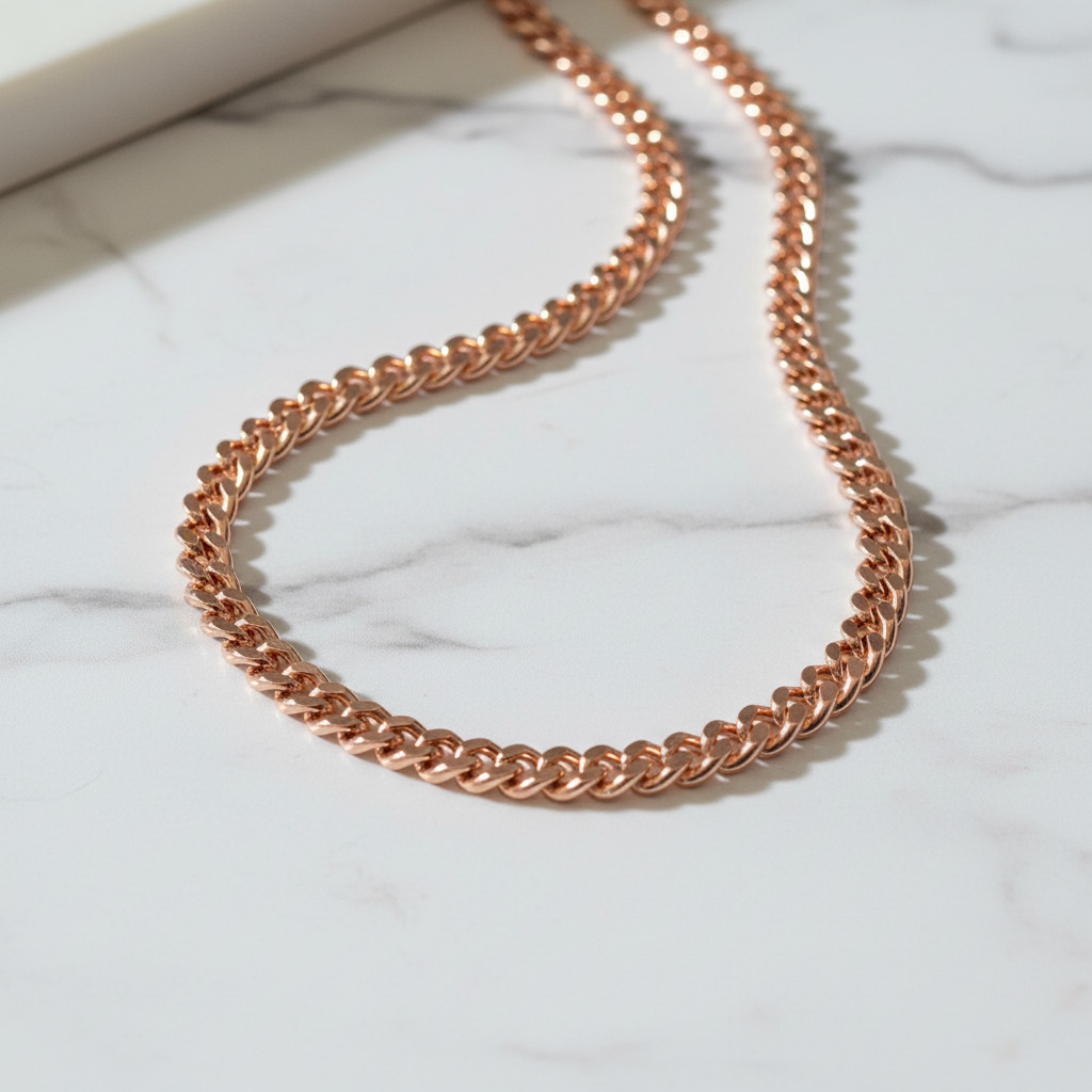 Pure Copper Cuban 7mm Chain Necklace Curb Link Arthritis Therapy 66gr Necklace