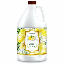 Puremax Foaming Hand Soap Refills, Lemon&Basil, All-Natural, 128 Fl Oz(1 Gallon)