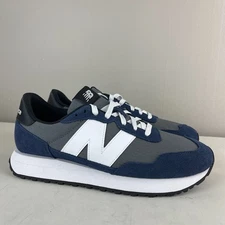 New Balance Sneakers Mens 11 Gray Navy Blue 237 Suede Athletic Running Casual