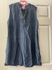 Philosophy-100% Tencel Shirt Dress-Chambray-XL-Tabbed Sleeves-Pockets