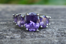 Vintage Sterling Silver Amethyst Ring - Size 8