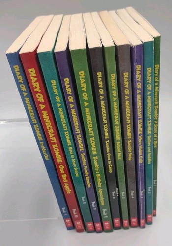 Diary Of A MINECRAFT Zombie LOT Books 1-11 Zack Zombie Set, Lot Of 11 PB Books