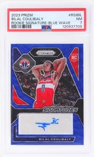 2023 Panini Prizm Bilal Coulibaly Rookie Auto Blue Wave Prizm #RSI-BIL PSA 7