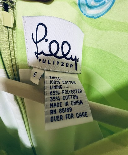Lilly Pulitzer Shell Crab Green Blue Fish Dress Women’s 6 Lined Cotton - Picture 9 of 9