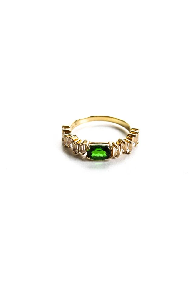 Anillo Rarezas Chapado en Oro Plata Esterlina Granate Cristal Oro Verde Talla 8 2.9g Foto 2 de 4