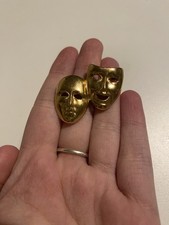 vintage collectable comedy gold tone mask brooch