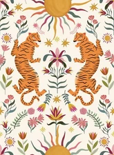 Jiffdiff Beige Tiger Wallpaper Peel and Stick Floral Contact Paper for Bedroom