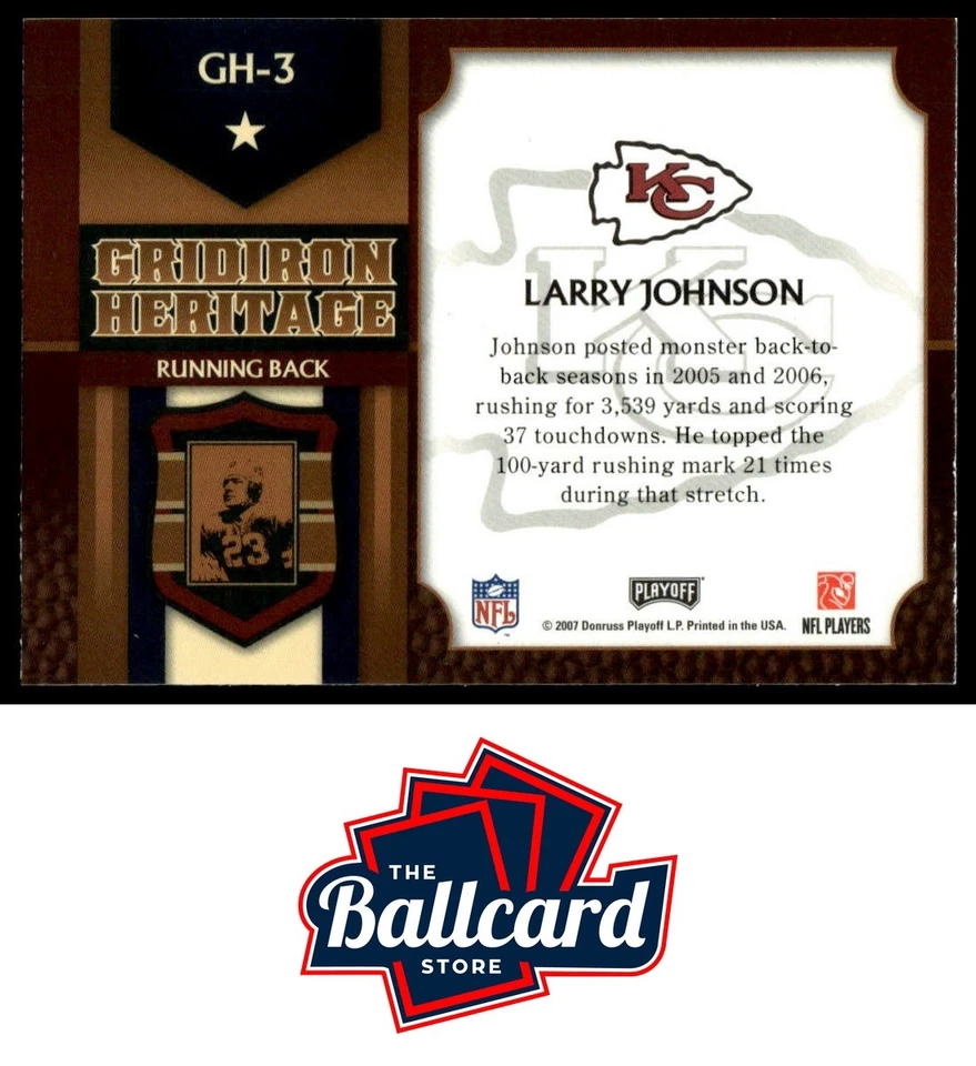 2007 Playoff Prestige #GH-3 Larry Johnson Gridiron Heritage - Image 2 of 2