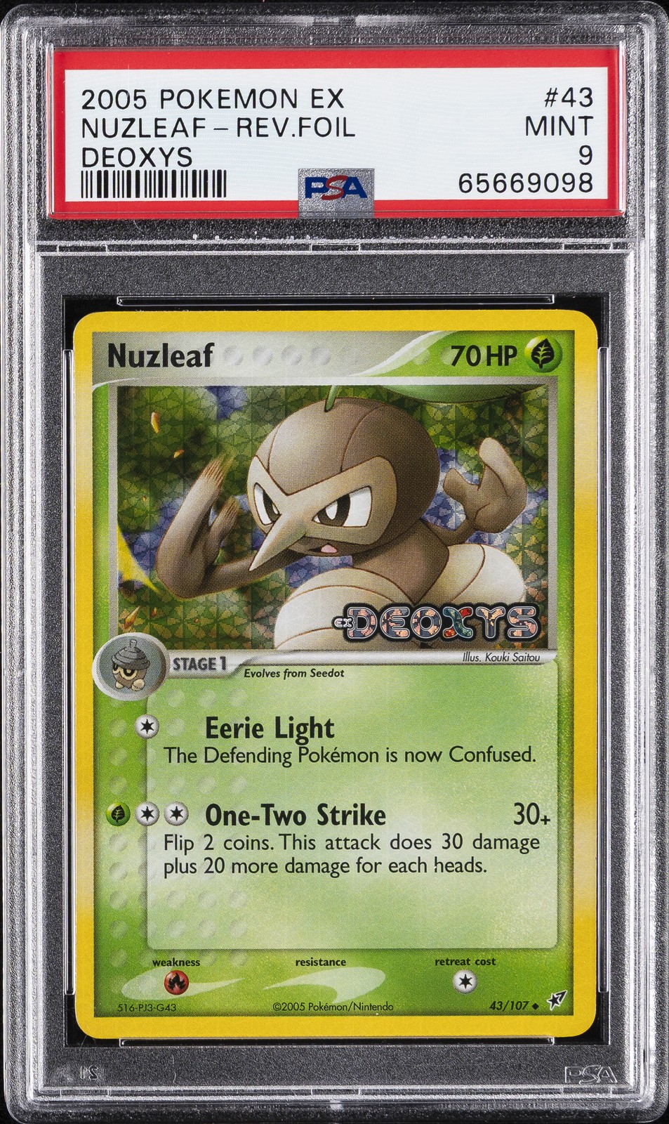 2005 POKEMON EX DEOXYS #43 NUZLEAF-REVERSE FOIL PSA 9