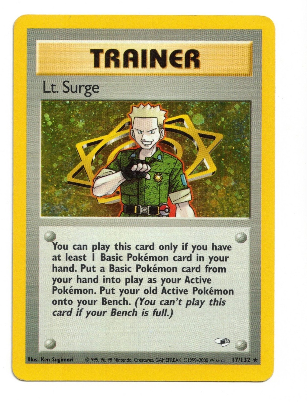 Pokemon Card: Lt. Surge HOLO 17/132 Gym Heroes Set Vintage Rare! EX