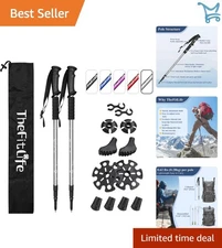 Nordic Walking Poles Aluminum Collapsible Trekking Hiking Camping Anti-Shock ...