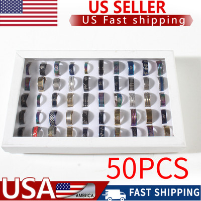 50PCS Girl Fashion Wedding Ring Bulk Lot Mixed Stainless Steel Rings Wholesale