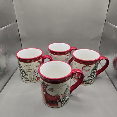 Set Of 4 Certified Int l Susan Winget Holiday Wishes Mugs Love Hope Peace Joy