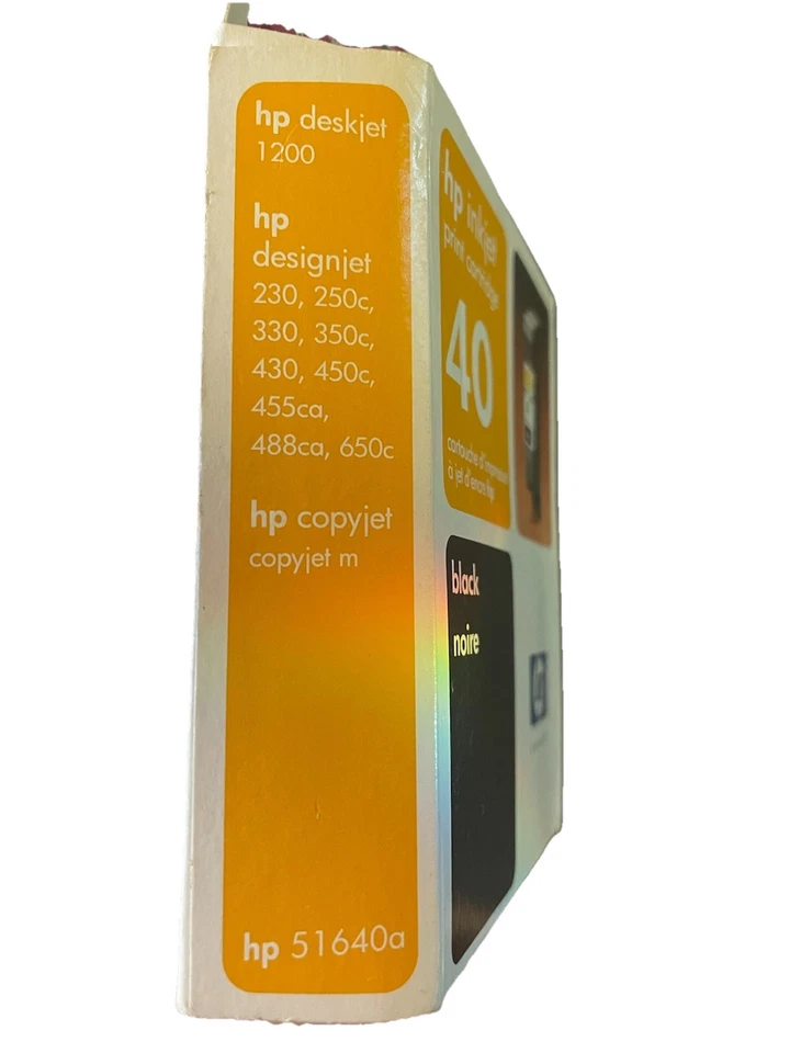 New Factory Sealed Genuine HP 40 Ink Black 51640A for DesignJet Expired 4/2002 - Image 3 of 4