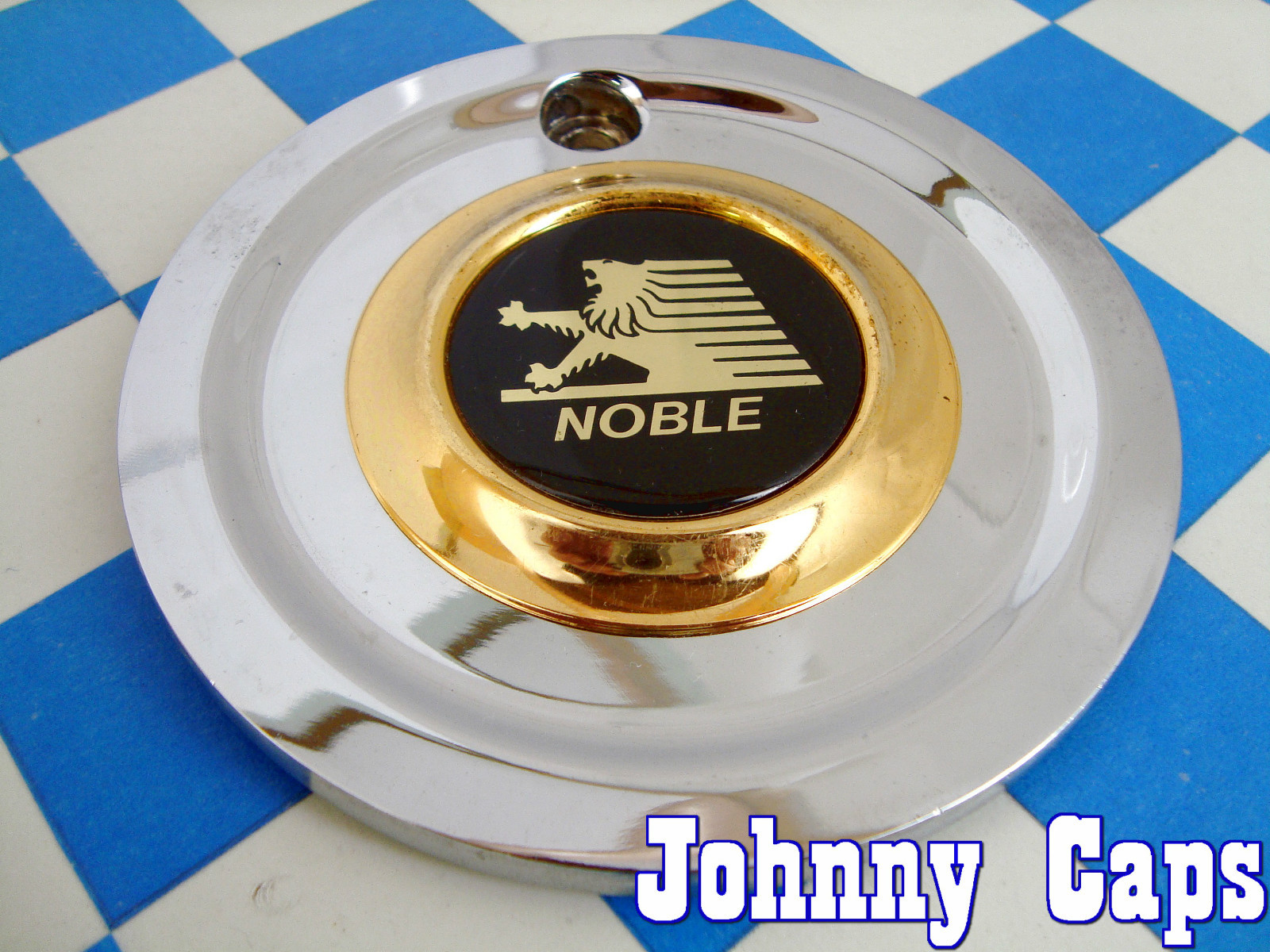 Noble Wheels Chrome w/Gold Center Caps  #54 Custom Wheel Chrome Center Cap (1)