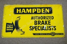 Original Hampden Authorized Brake Specialist Tin 24" Sign Chevrolet Dealer GM OK