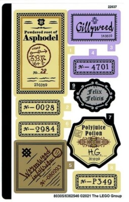 LEGO 76391 Harry Potter Hogwarts Icons - STICKER / AUFKLEBER - Decals