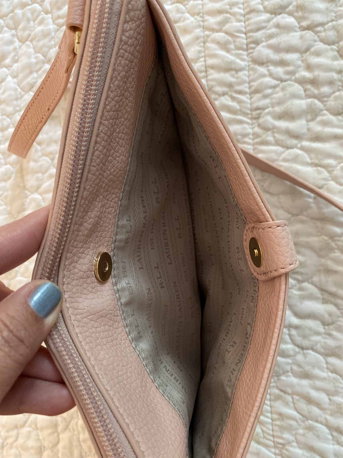 Lauren Ralph Lauren Crossbody Bag Pink Faux Leather S… Gem