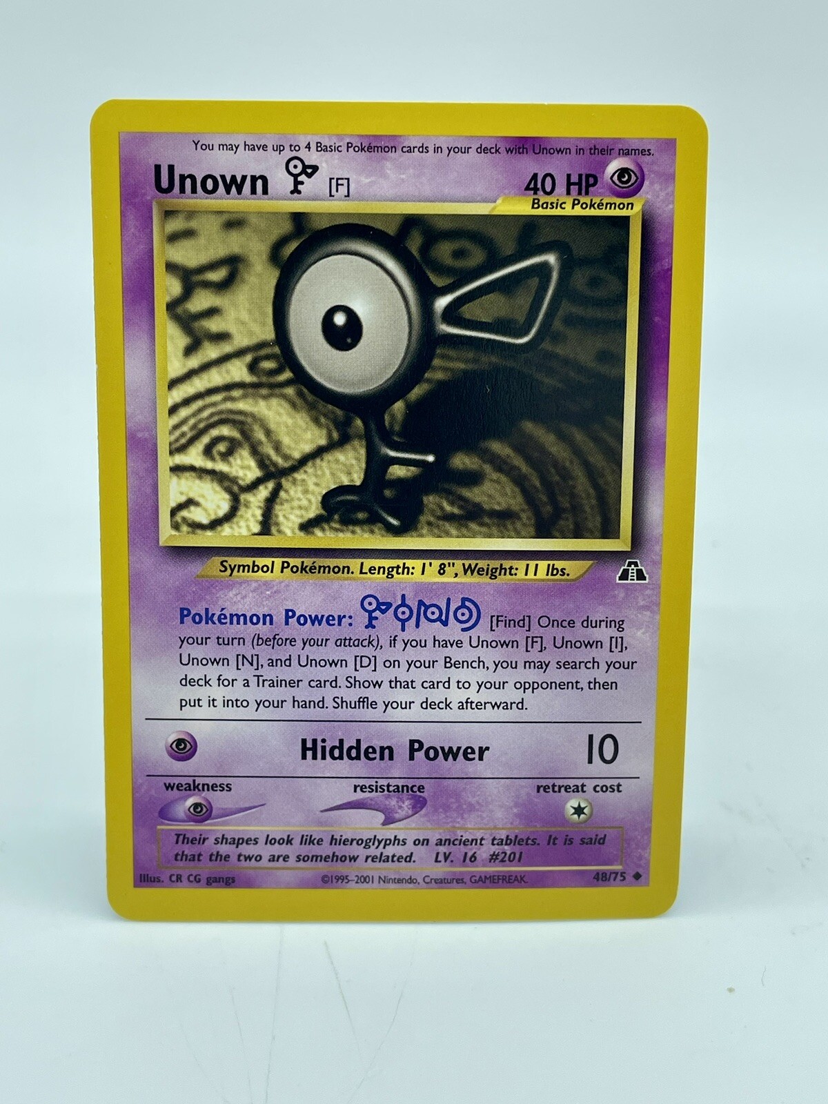 Unown F 48/75 Neo Discovery Rare Pokemon Card TCG WOTC Non Holo Vintage 2001 NM