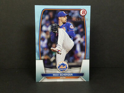 2023 Bowman #53 Max Scherzer, New York Mets - Sky Blue Border Parallel (492/499)