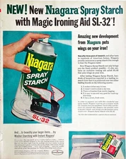 Niagara Spray Starch & Instant Laundry Starch 1962 Vtg Magazine Print Ad