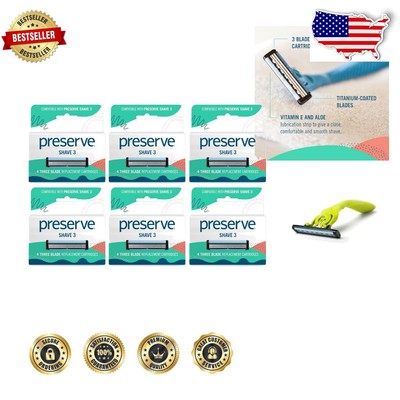 Shave 3 Razor Blades - 24 Cartridges, 3 Titanium Blades for Ultimate Comfort