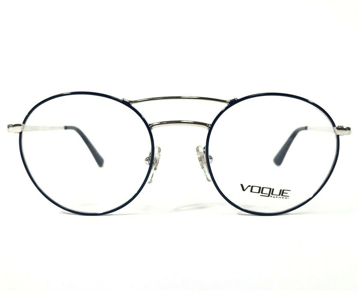 Vogue Eyeglasses Frames VO4059 5059 Blue Silver Round Full Wire Rim 48-19-135