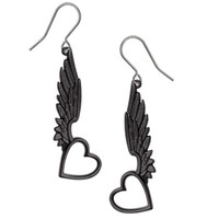 Alchemy Gothic Passio Wings Of Love Ohrringe Schwarz Herz Gothic Haken E465