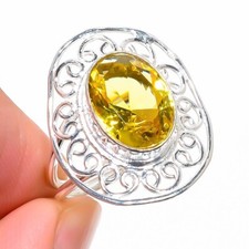Yellow Citrine Gemstone 925 Sterling Silver Jewelry All Size Ring For Gift