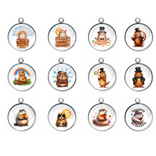 Ground Hog Day Glass Cabochon Charms