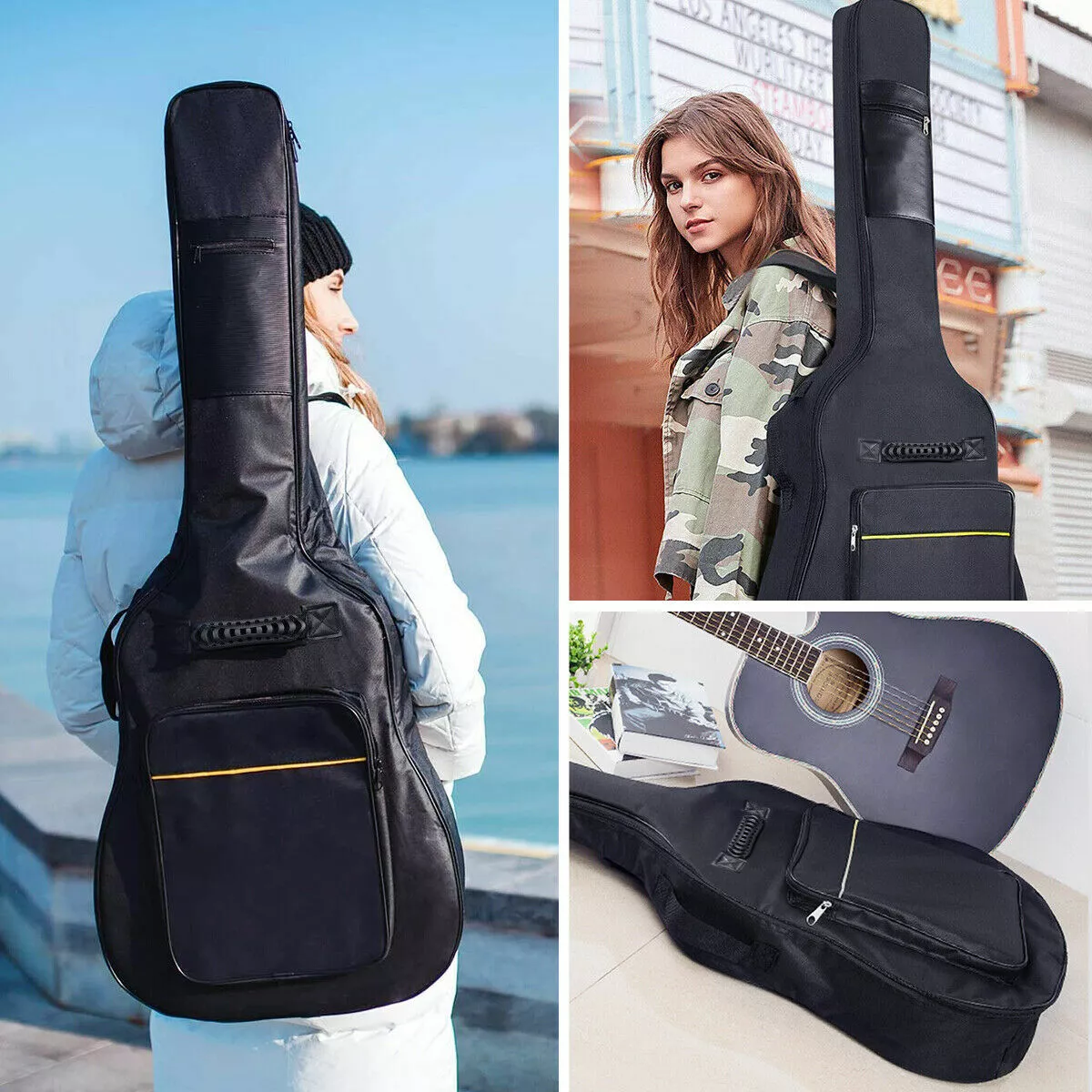 41 Thick Padded Electric Bass Guitar Gig Bag Acoustic Case w/ 2 Backpack Straps